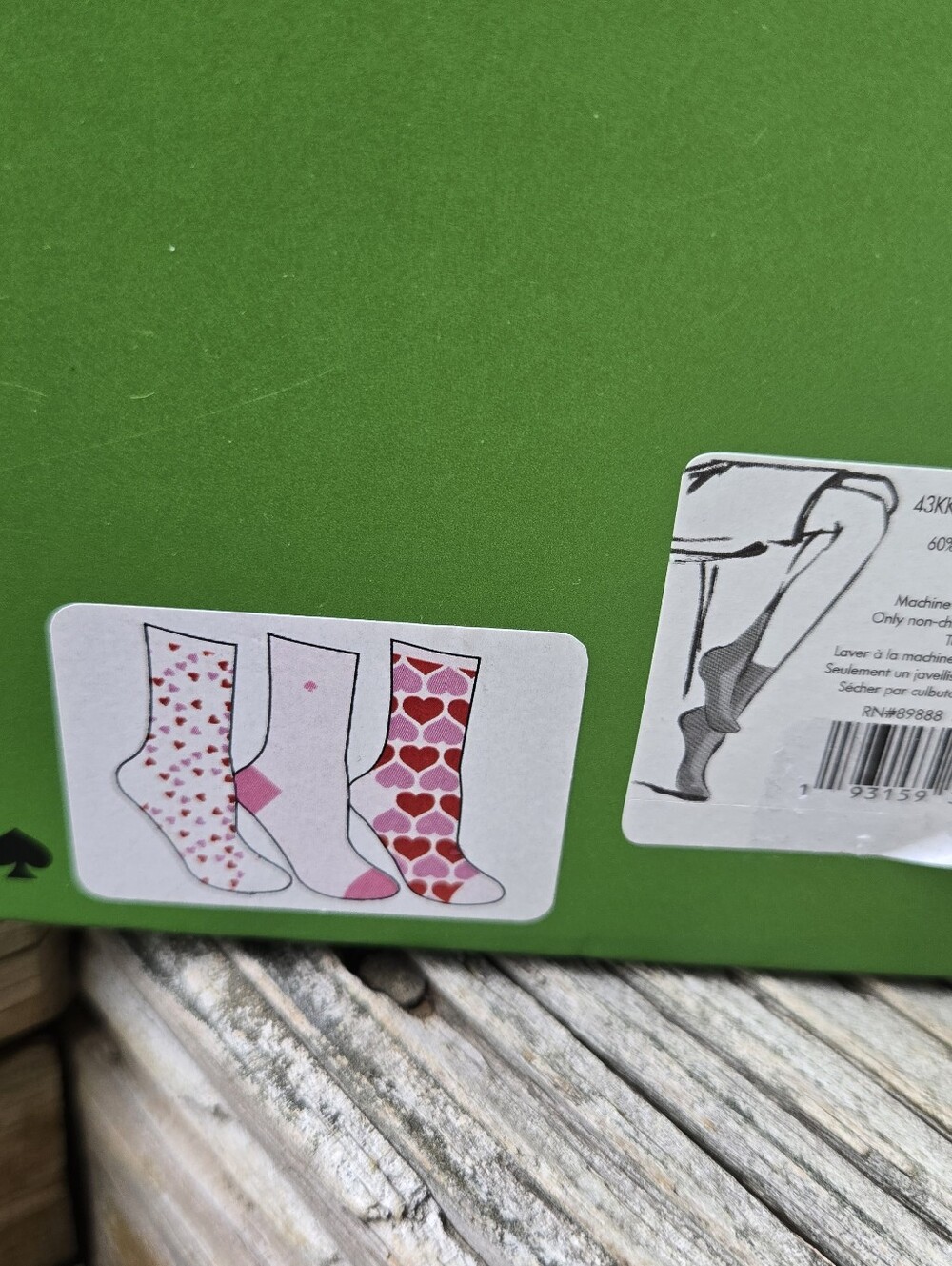 kate spade Pink and Red Heart Crew Socks - 3 Pair Set - Picture 3 of 4
